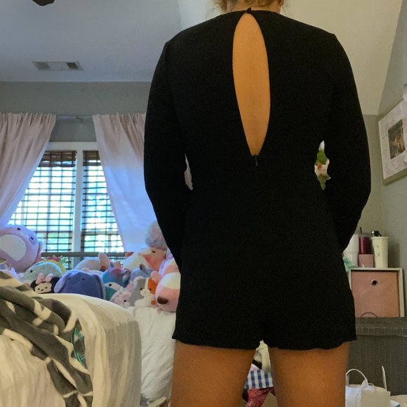 Open Front & Back Romper with Tie Waist - Picture 2 of 5